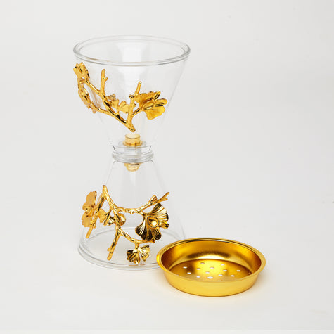 Beige Golden Bloom Clear Glass & Gold – Delicate. Artistic. Refined