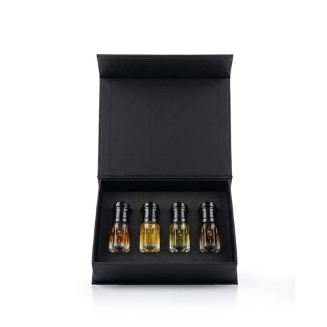 Dark Slate Gray Elegant Oriental Floral 4-Oil Set – Opulent. Sophisticated. Timeless